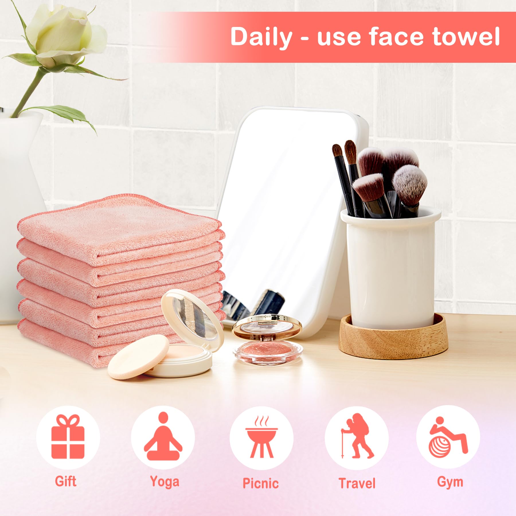 NUGILLA Makeup Remover Cloths – 6 Pack, 12x12 Inch Reusable Microfiber Towels