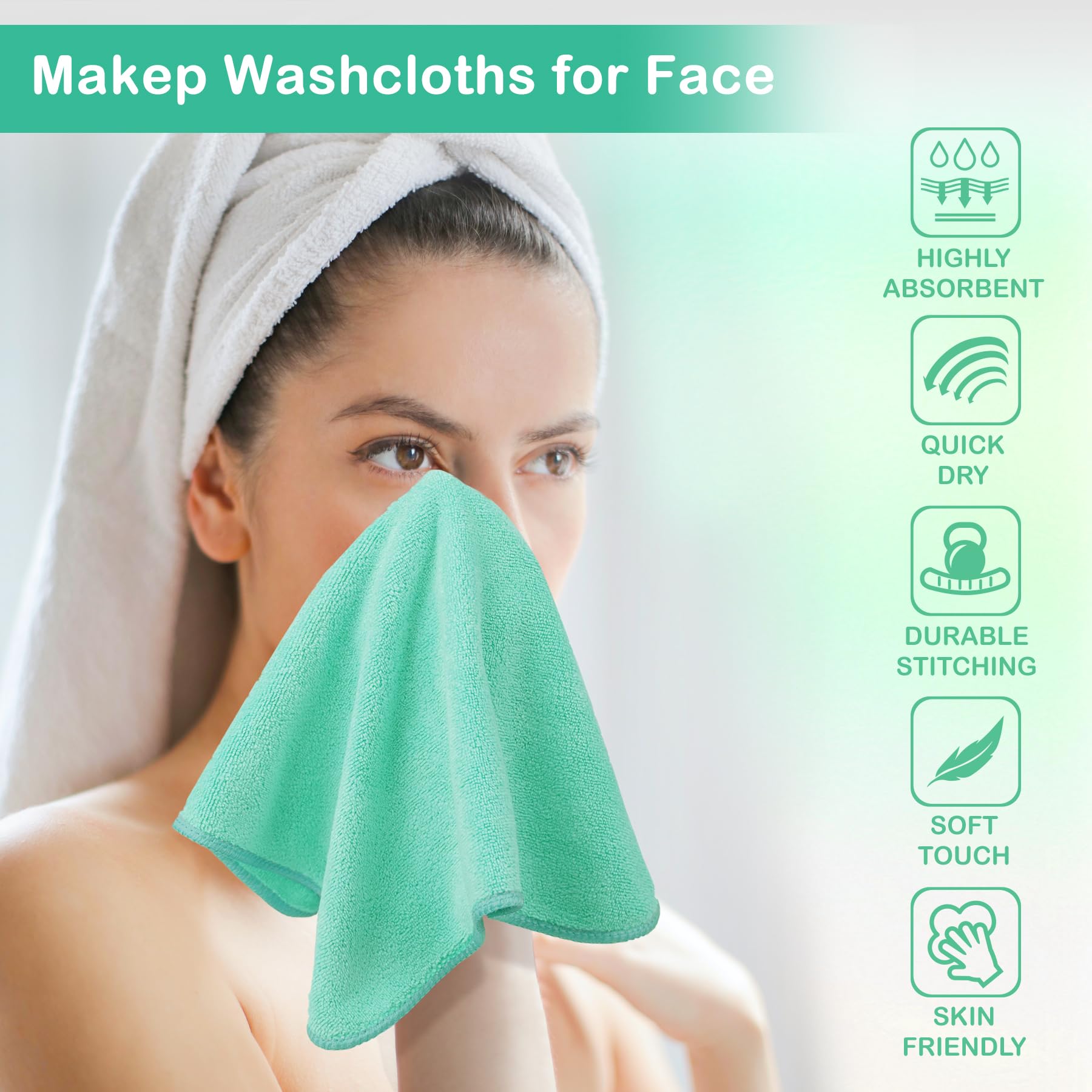 NUGILLA Makeup Remover Cloths – 6 Pack, 12x12 Inch Reusable Microfiber Towels