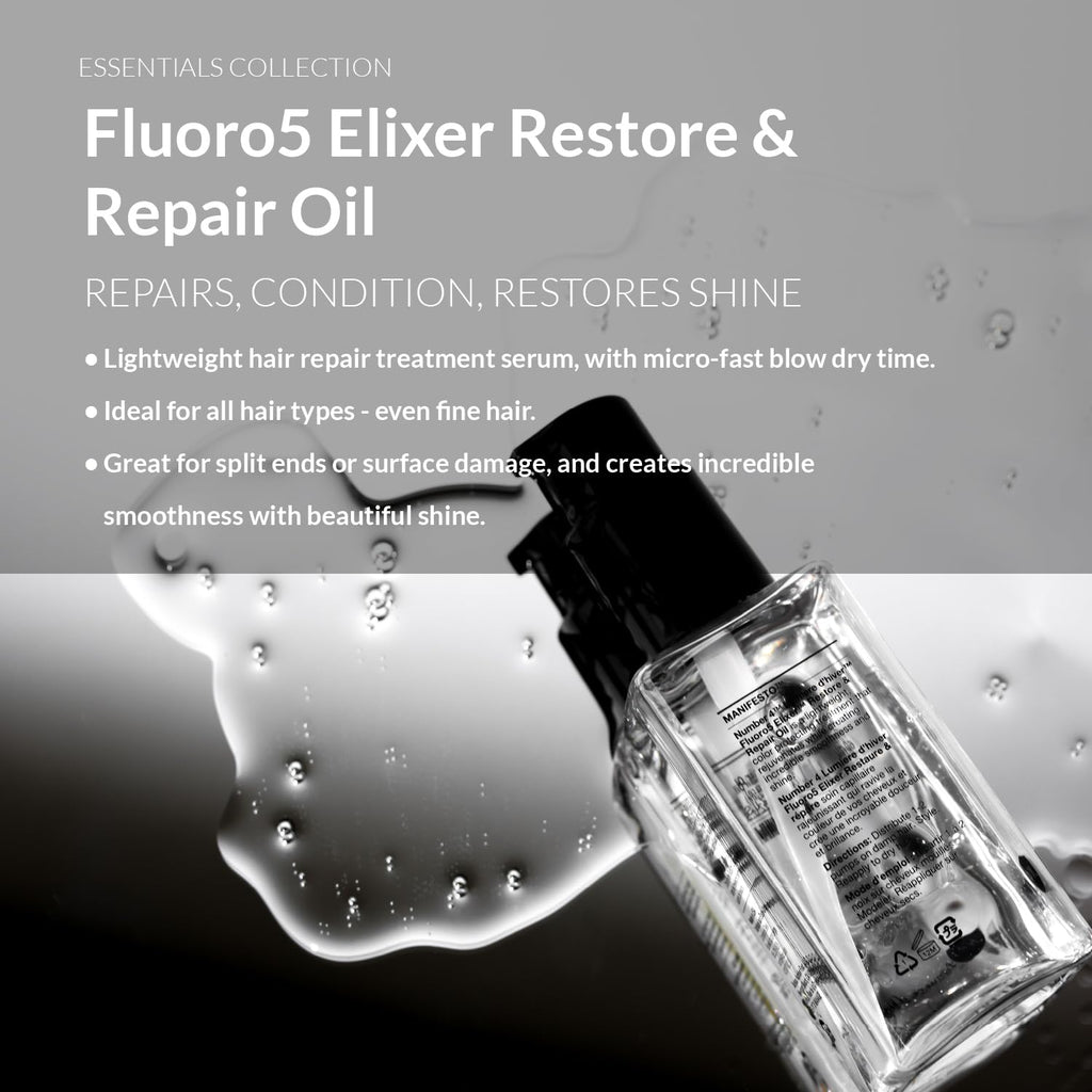Number 4 Fluoro5 Elixir Restore & Repair Hair Oil – Anti Frizz Serum, 2 oz | N4 Hair Care