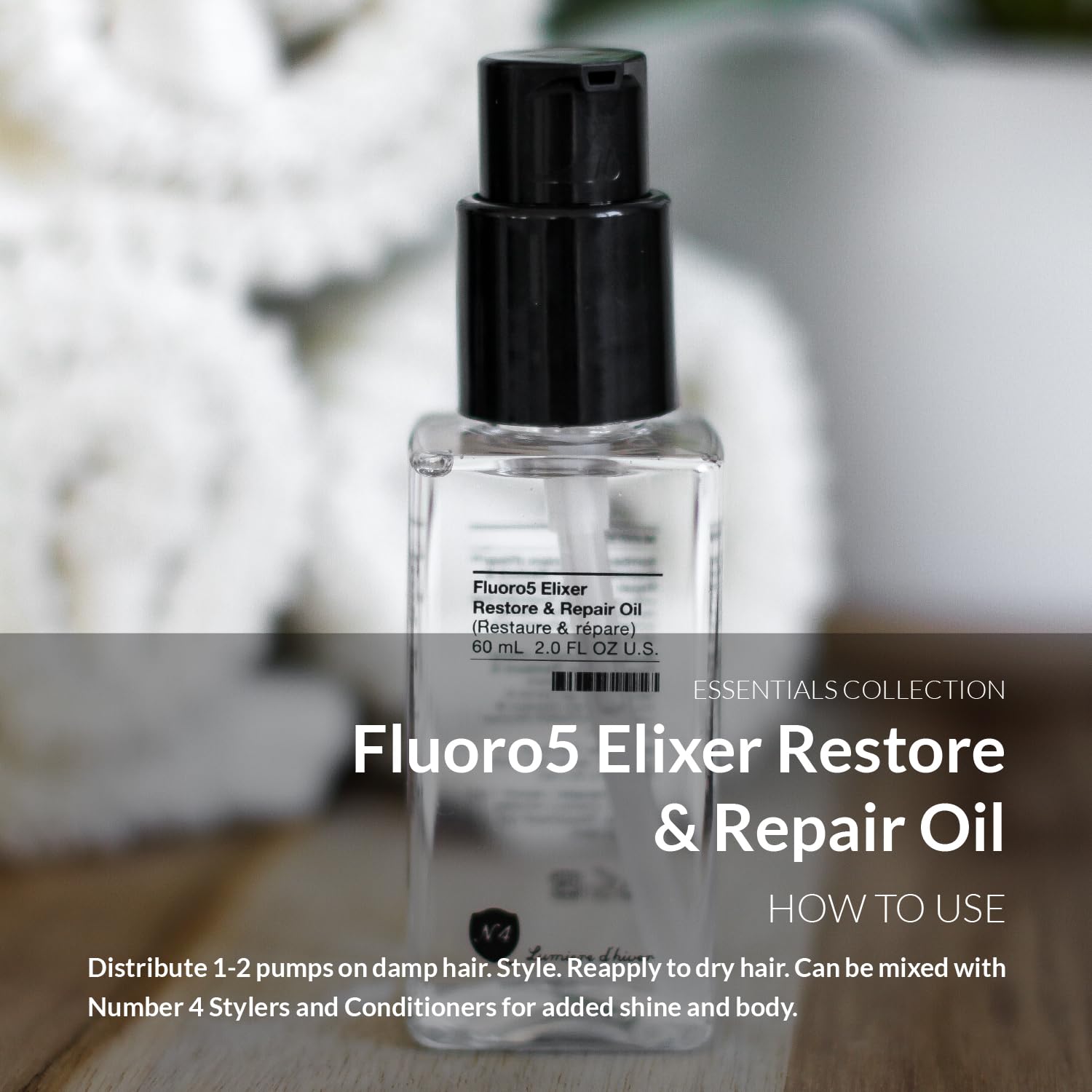 Number 4 Fluoro5 Elixir Restore & Repair Hair Oil – Anti Frizz Serum, 2 oz | N4 Hair Care
