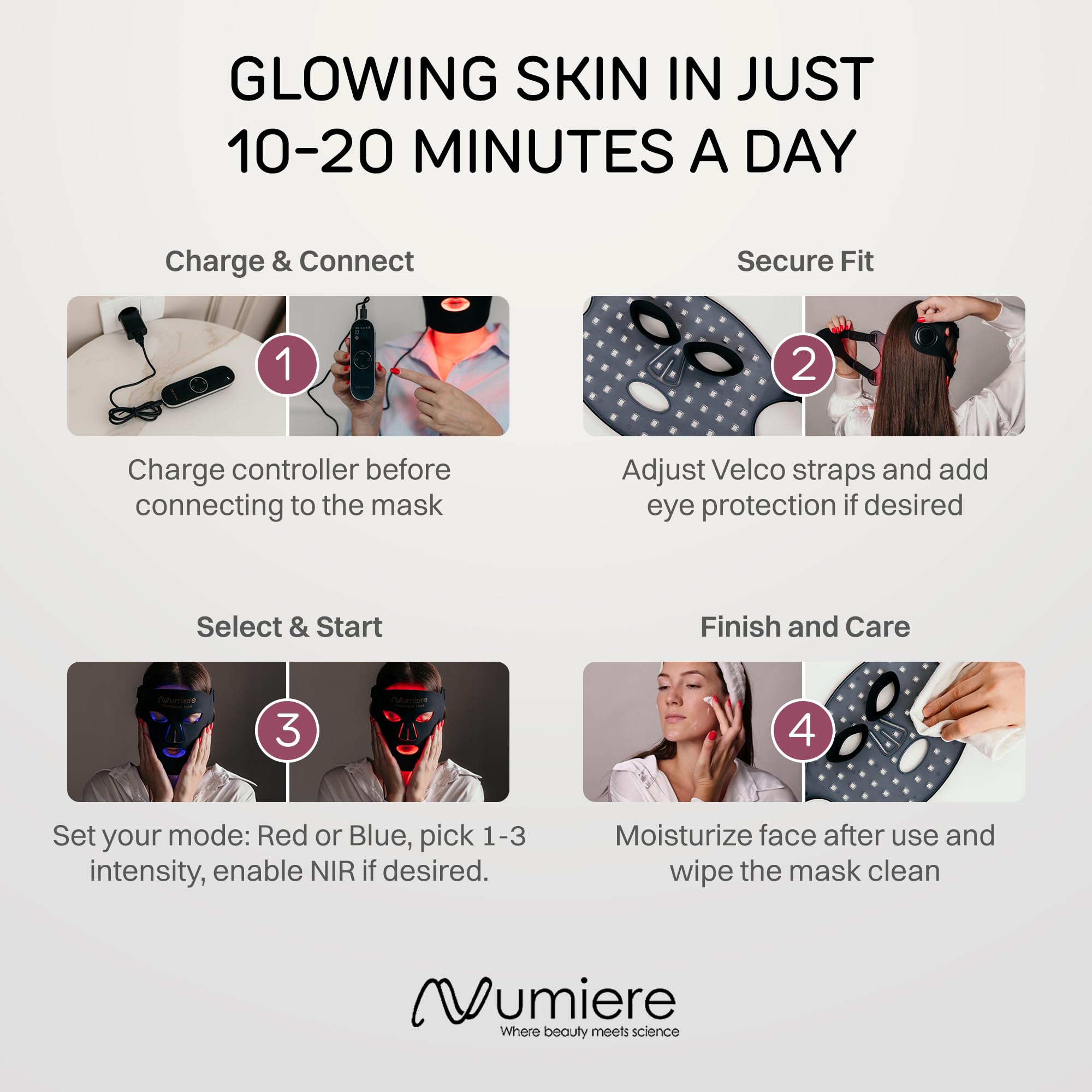 Numiere Time Keeper LED Face Mask – Lightweight, Flexible LED Contour Beauty Device