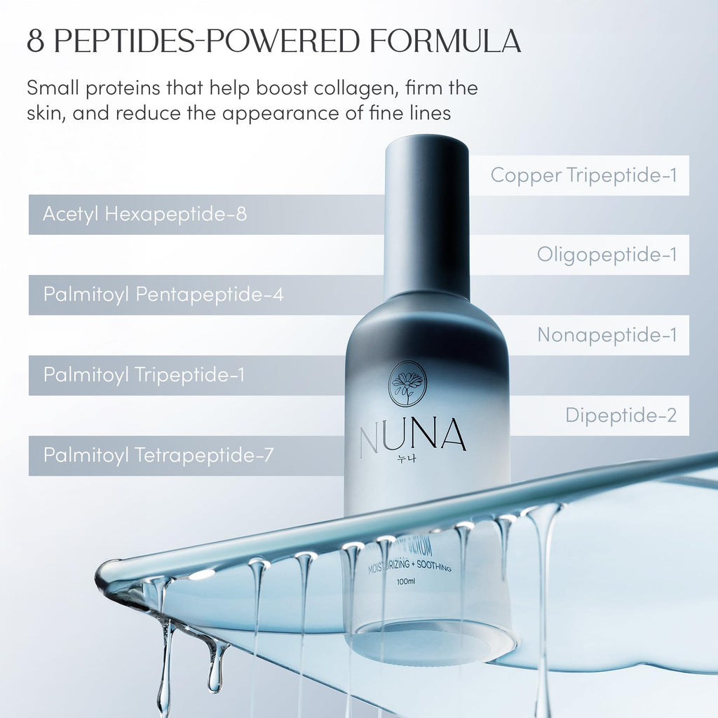 NUNA Ultra Hydrating Face Serum Spray — Peptides, Niacinamide, Hyaluronic Acid • Korean Lightweight Mist & Makeup Setter, 3.38 fl oz