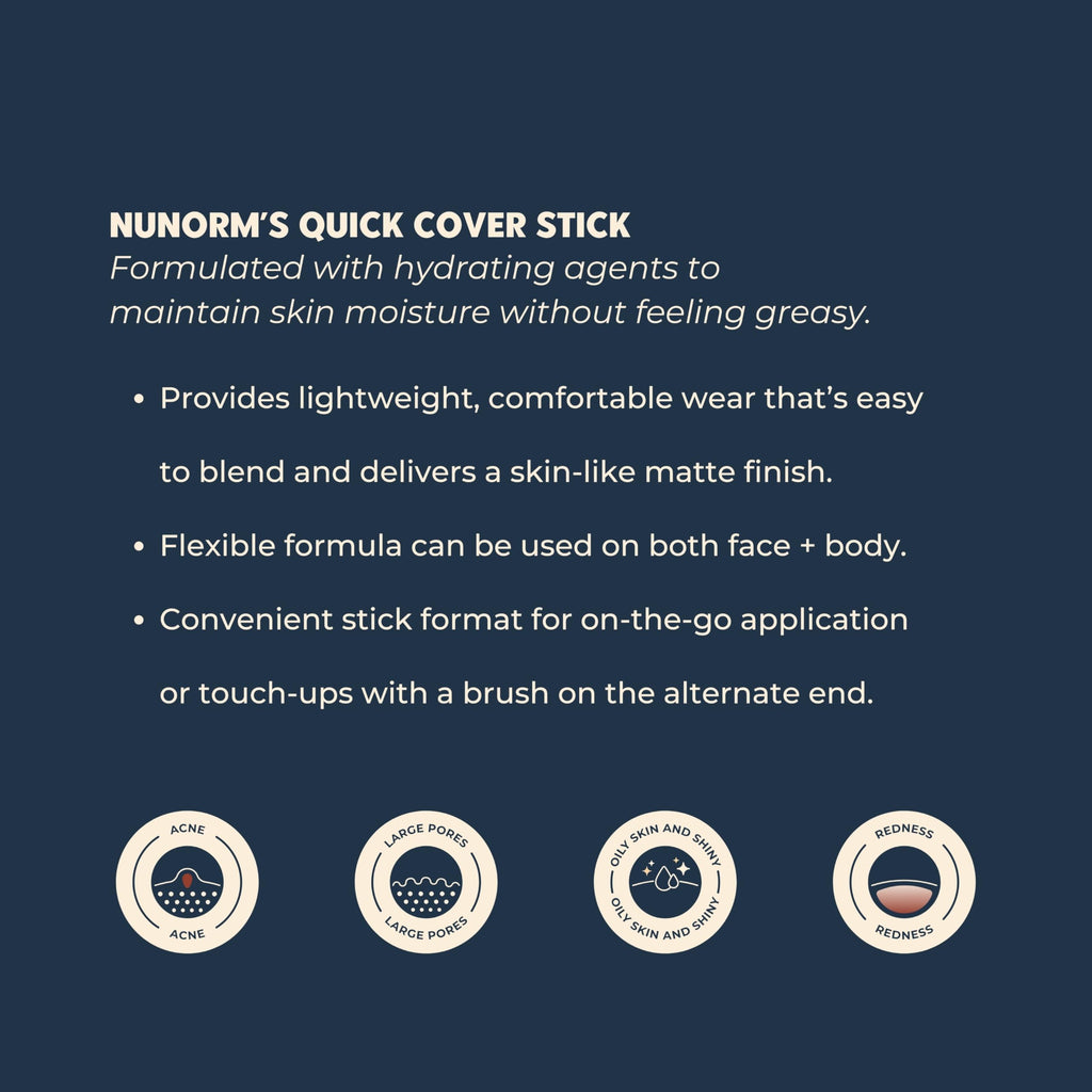 NuNorm Quick Cover Foundation & Concealer Stick for Men – Buildable, Non-Comedogenic 08-Beige