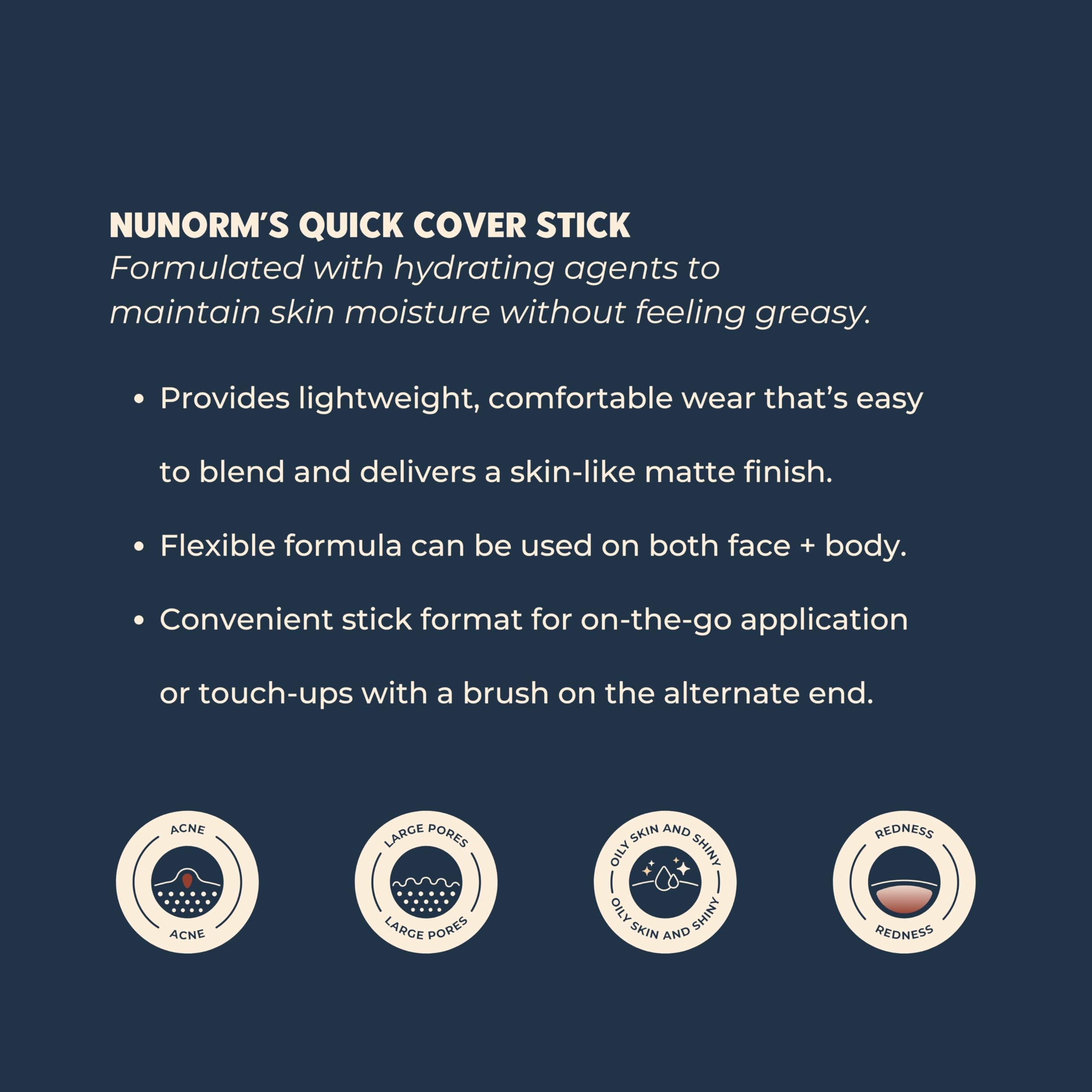 NuNorm Quick Cover Foundation & Concealer Stick for Men – Buildable, Non-Comedogenic 08-Beige