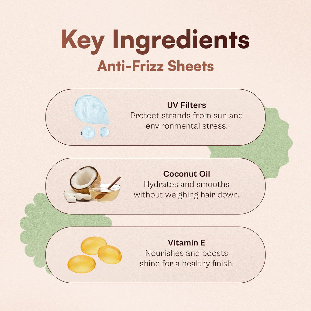 Nunzio Saviano Anti-Frizz Hair Sheets – 15 Count | On-the-Go Frizz Control for Curly, Wavy & Dry Hair with Coconut Oil