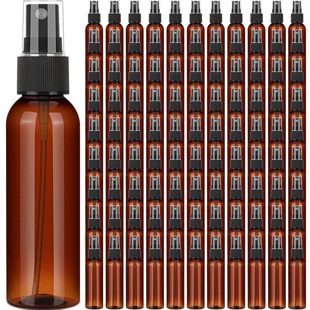 Nuogo 100 Pack 2 oz Amber Plastic Spray Bottles – Refillable Travel Mist Sprayers