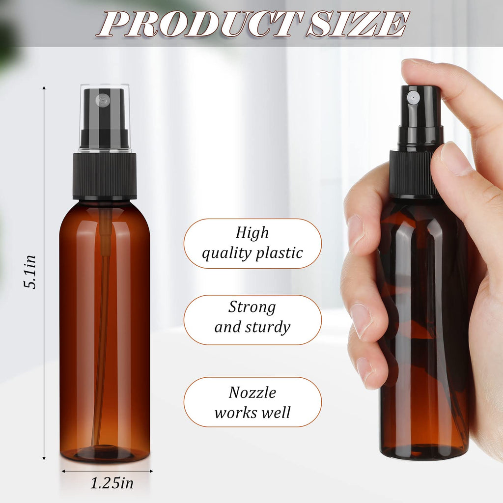 Nuogo 100 Pack 2 oz Amber Plastic Spray Bottles – Refillable Travel Mist Sprayers