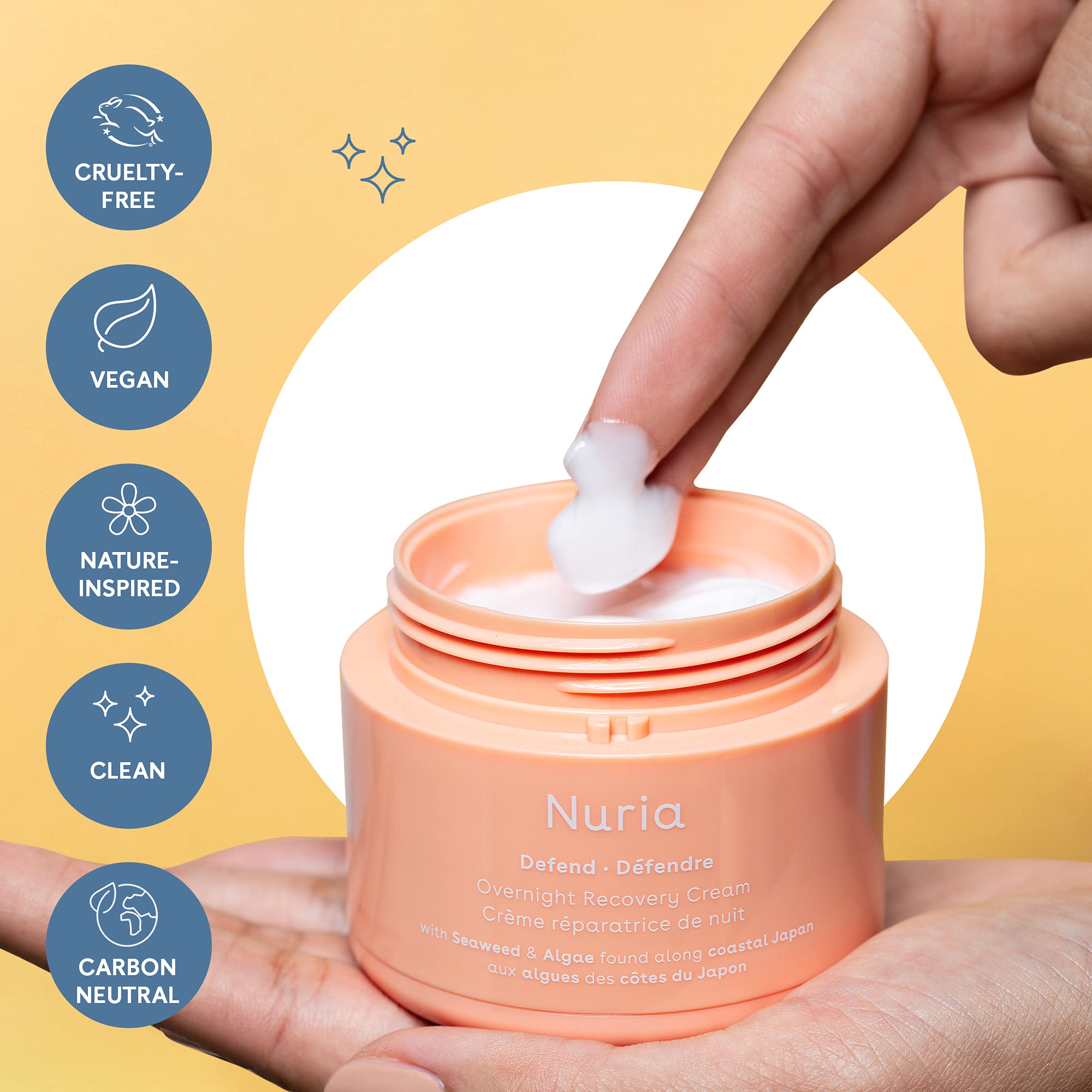 Nuria Defend Overnight Face Cream – Nighttime Moisturizer with Seaweed & Aloe