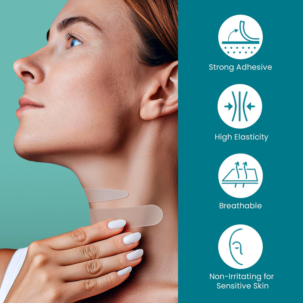 NURIVE Advanced Wrinkle Patches 60ct Invisible Overnight Tape with Retinol & Collagen (Medium Neck)