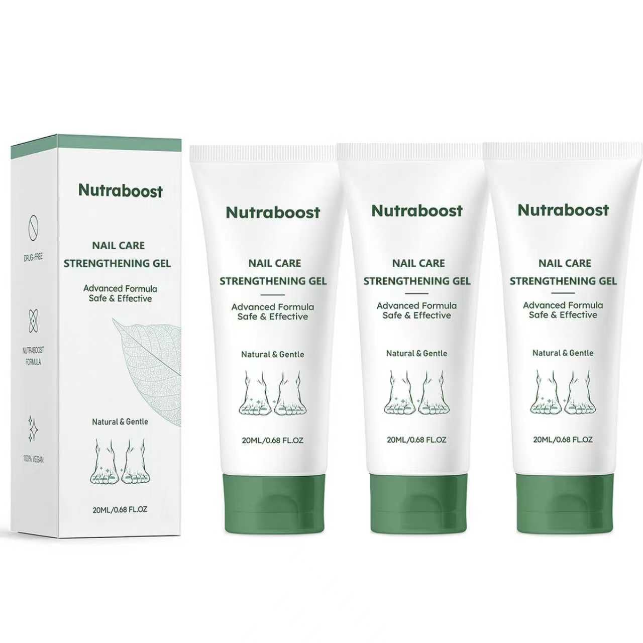 Nutraboost Natural Nail Care Gel – Strengthening Cuticle Serum for Damaged Nails, 20 ml (Pack of 3)