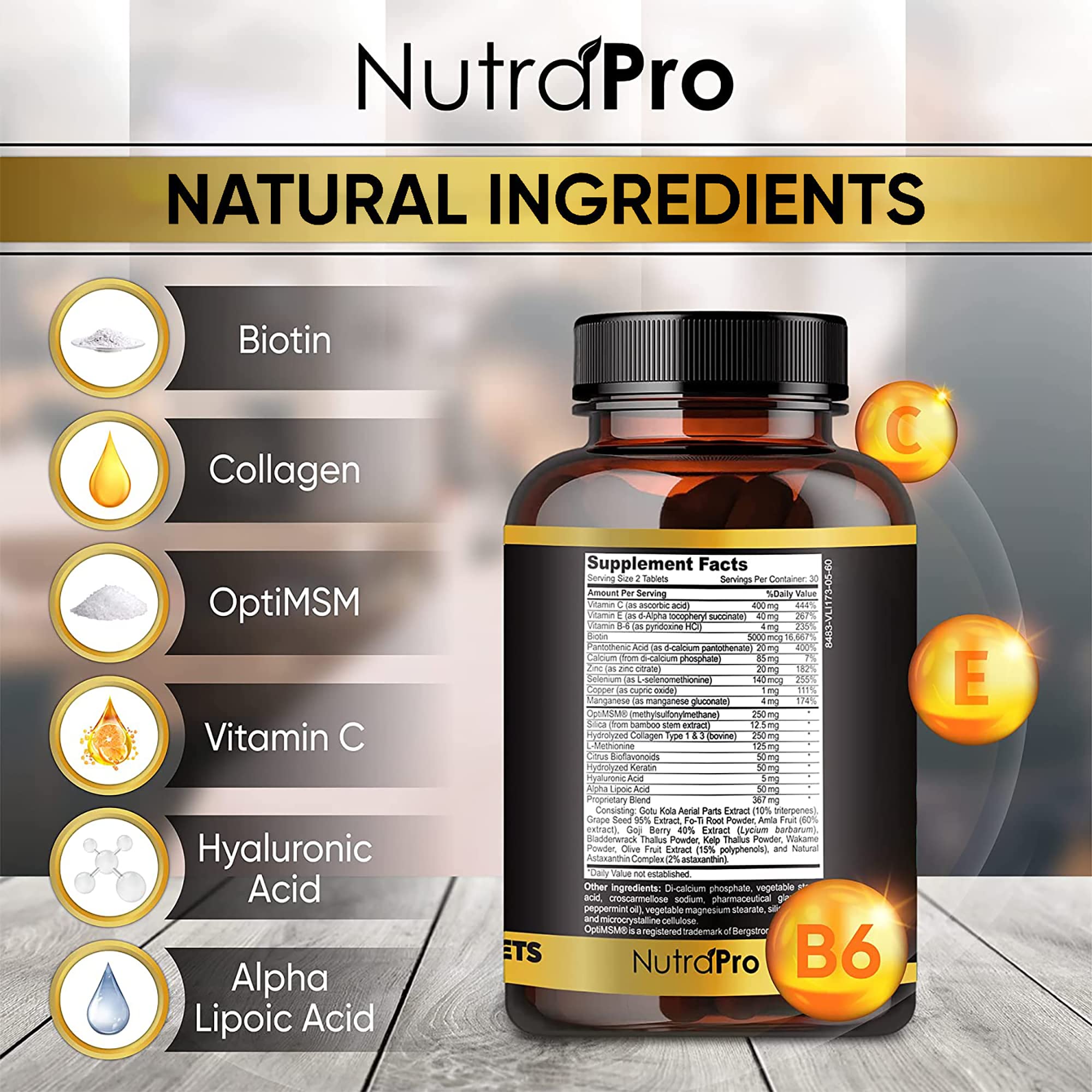 NutraPro Hair Growth Vitamins for Men – Thicker, Fuller Hair & Beard Support