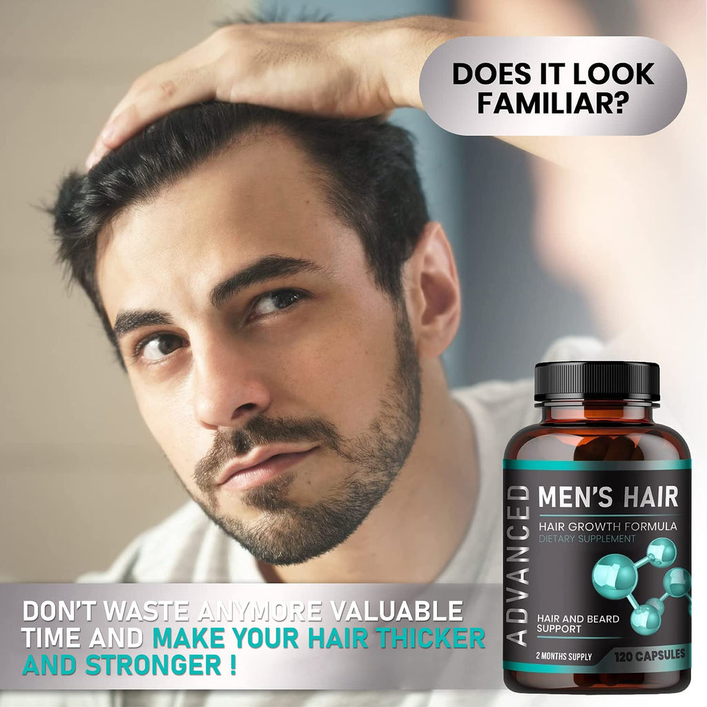 NutraPro Hair Growth Vitamins for Men – Anti Hair Loss Pills, Regrow Hair & Beard Support | 120 Caps
