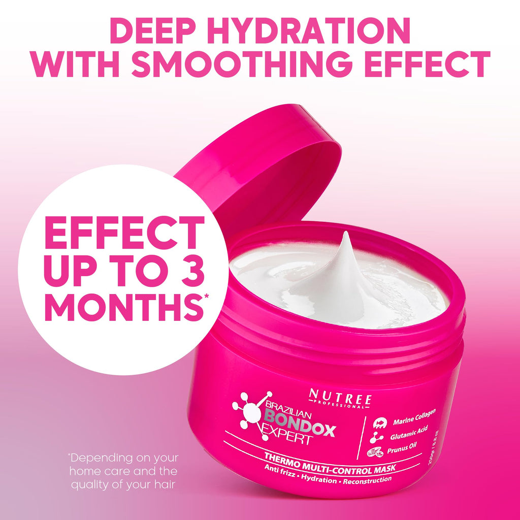 Nutree Professional Hair Mask for Damaged Hair | Brazilian Bondox 8.8 oz | Thermal Activated