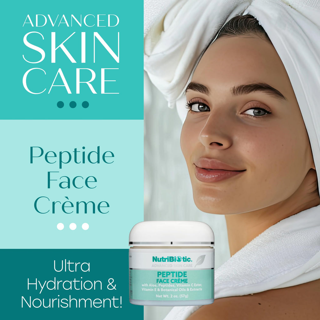 NutriBiotic Peptide Face Creme with GSE – Ultra-Hydrating, Paraben Free, 2 Oz x 2