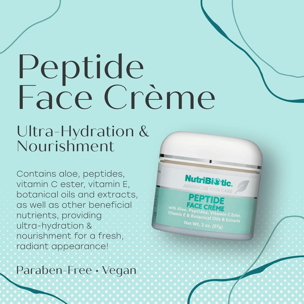 NutriBiotic Peptide Face Creme with GSE – Ultra-Hydrating, Paraben Free, 2 Oz x 2