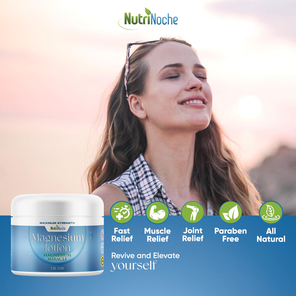 NutriNoche Magnesium Lotion - Nano Magnesium Cream for Sleep & Rest | All Natural, Made in USA