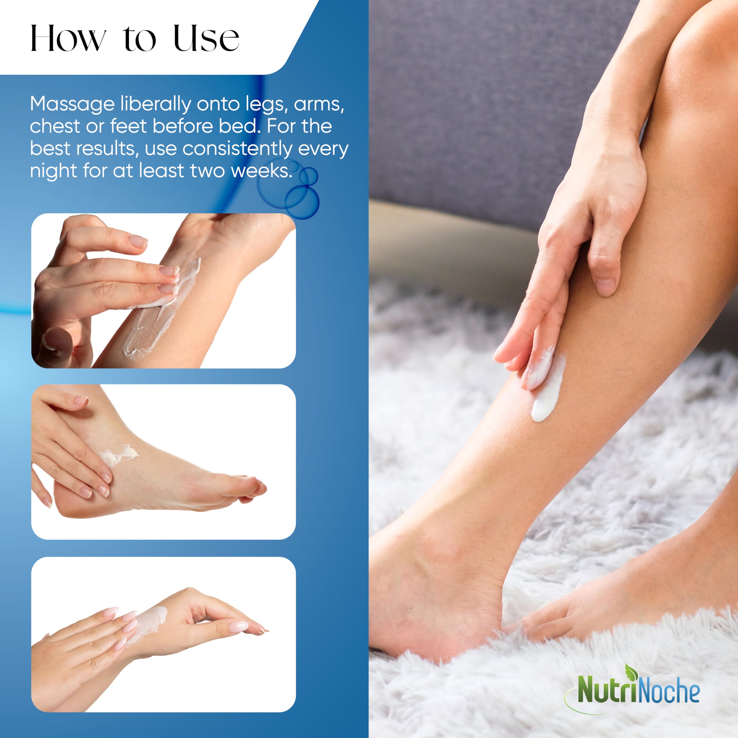 NutriNoche Magnesium Lotion - Nano Magnesium Cream for Sleep & Rest | All Natural, Made in USA