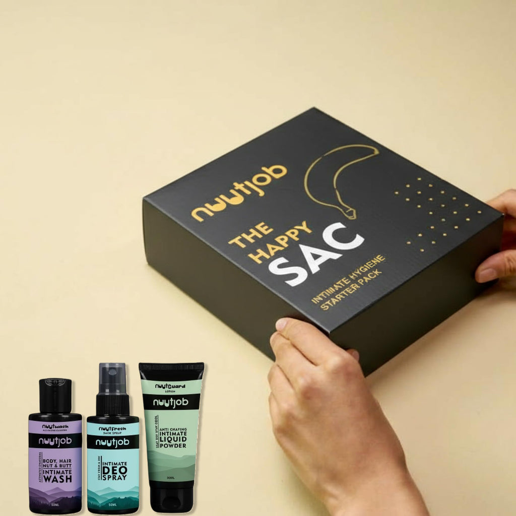 NUUTJOB Happy Sac Gift Set for Men – 3-Piece Intimate Care Trio (Wash, Spray, Powder)