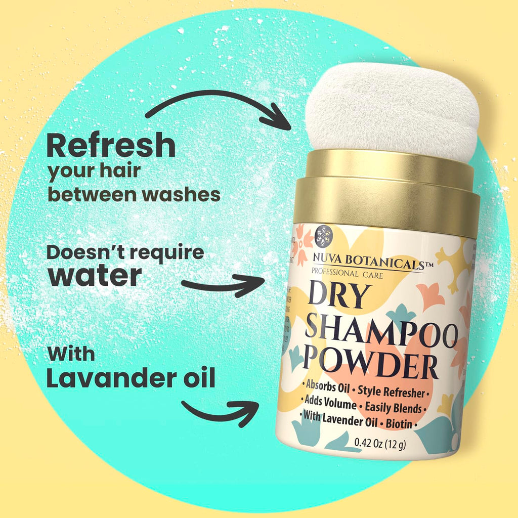 Nuva Botanicals Dry Shampoo Powder with Biotin + Bonding Shampoo & Conditioner Set — Strengthening Formula