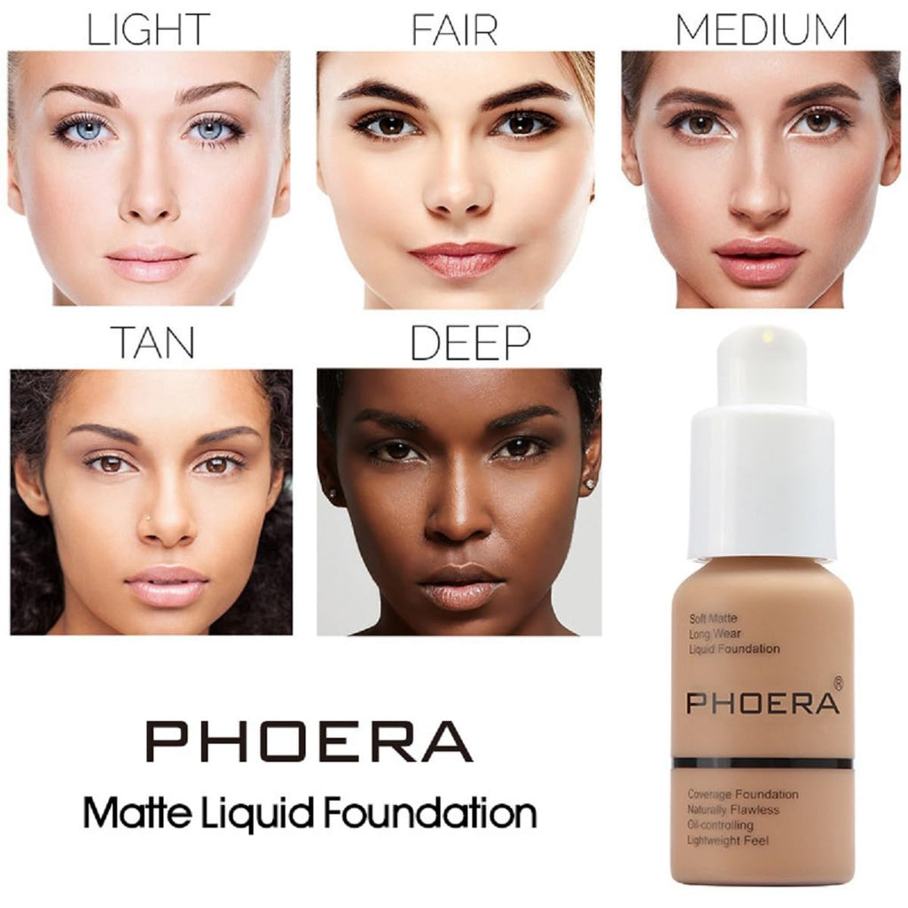 nvyue 2 Pack PHOERA Foundation 104 Buff Beige – Full Coverage Liquid Foundation