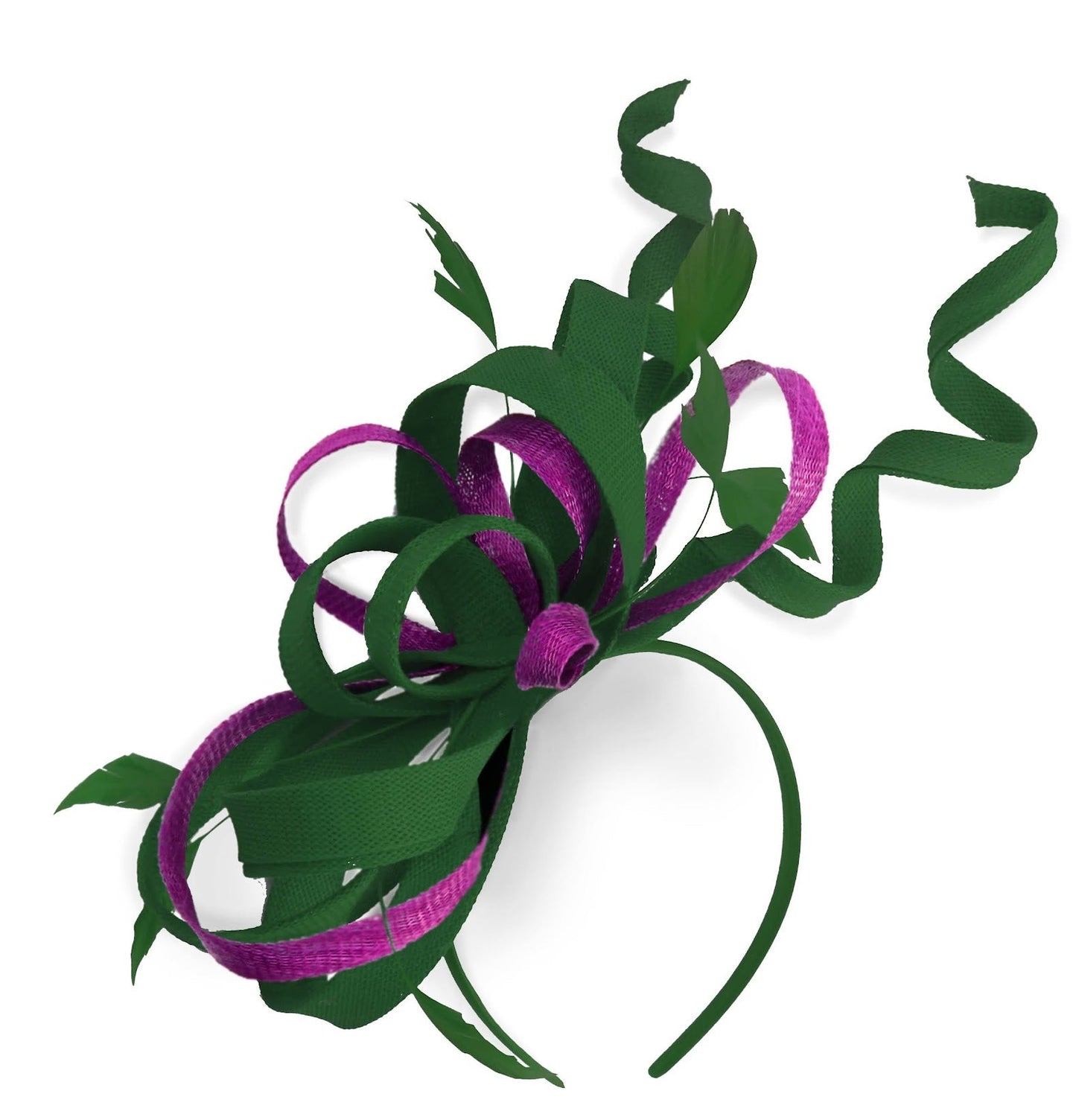 Caprilite Green and Plum Wedding Swirl Fascinator Headband Alice Band Ascot Races Loop Net