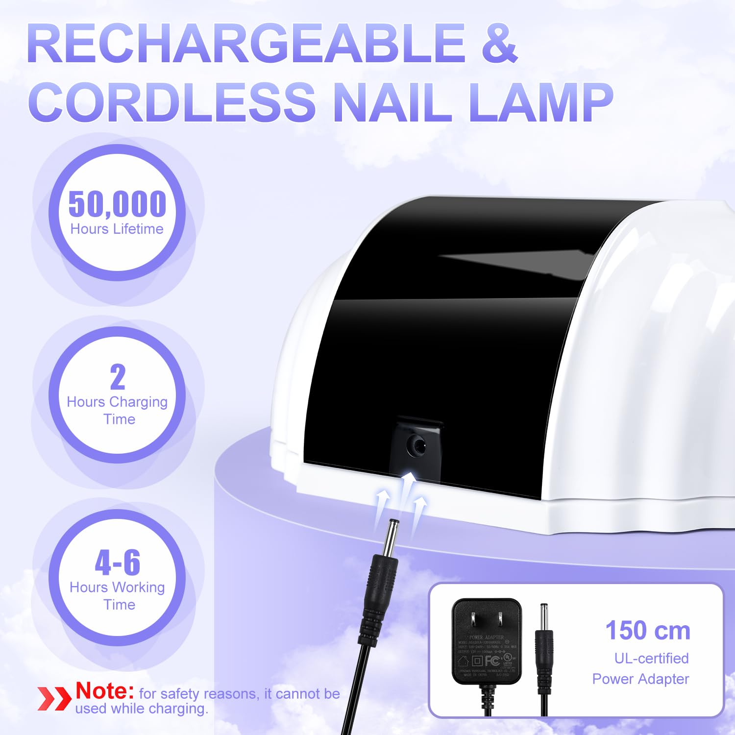 NXJ INFILILA Cordless Nail Lamp — 268W Fast Curing UV LED Nail Dryer