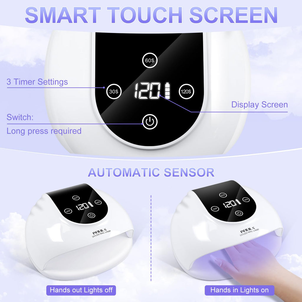NXJ INFILILA Cordless Nail Lamp — 268W Fast Curing UV LED Nail Dryer