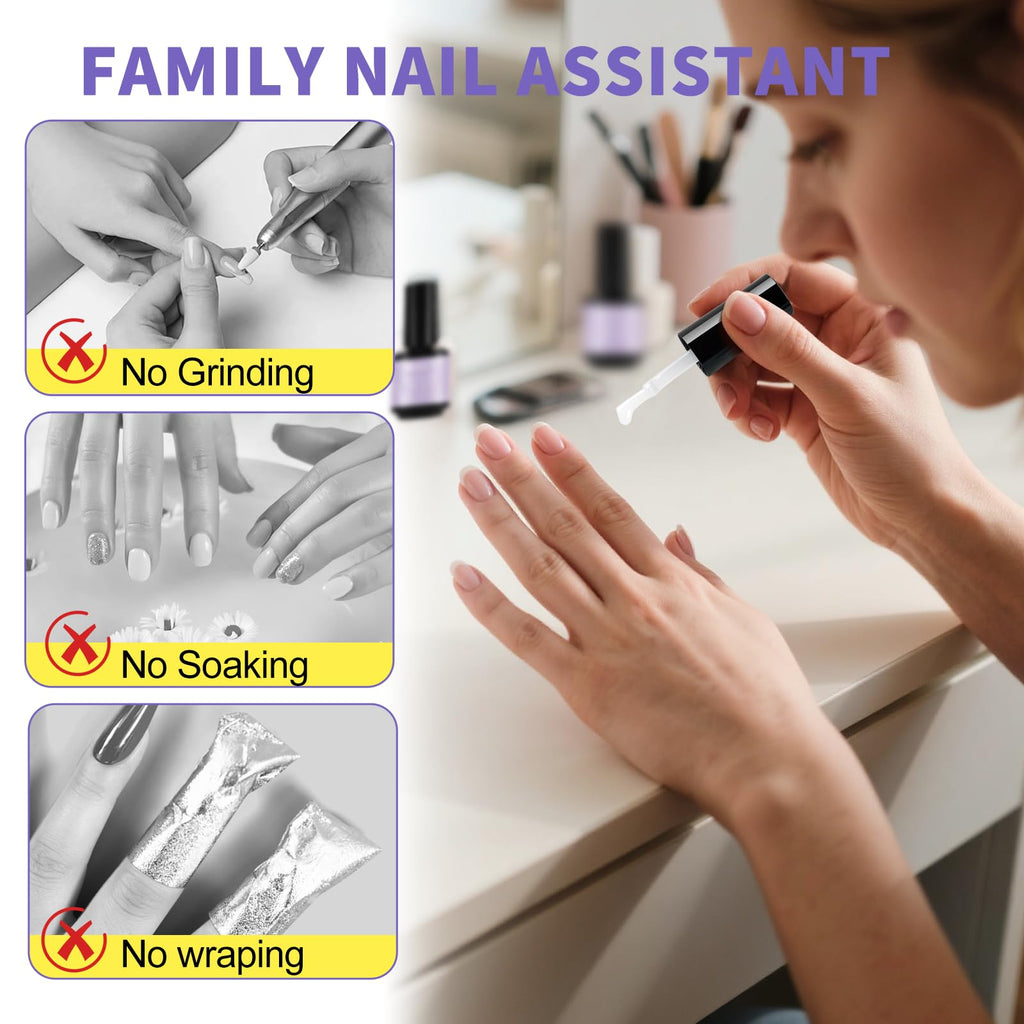 NXJ INFILILA Gel Nail Polish Remover Kit – 5-in-1, Acetone-Free, No Soak, Liquid Latex Barrier