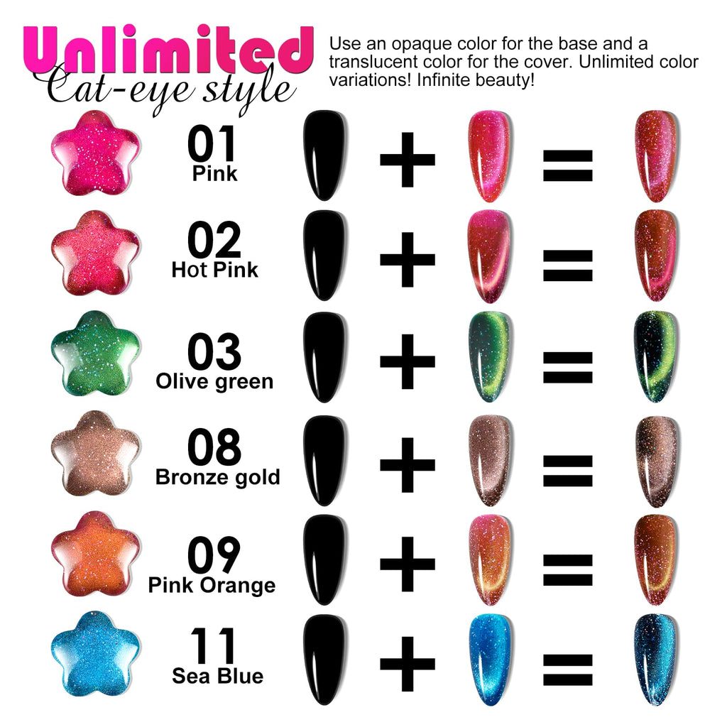 NXJ INFILILA Pink Cat Eye Gel Nail Polish | Galaxy Glow02 – Magnetic Holographic Glitter