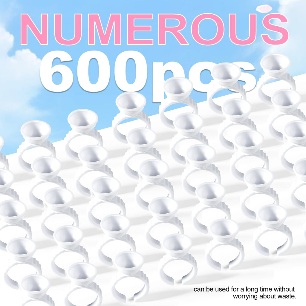 NXJ INFILILA Glue Rings - 600PCS Disposable Rings for Lash Extensions, Makeup, Nail Art & Tattoo