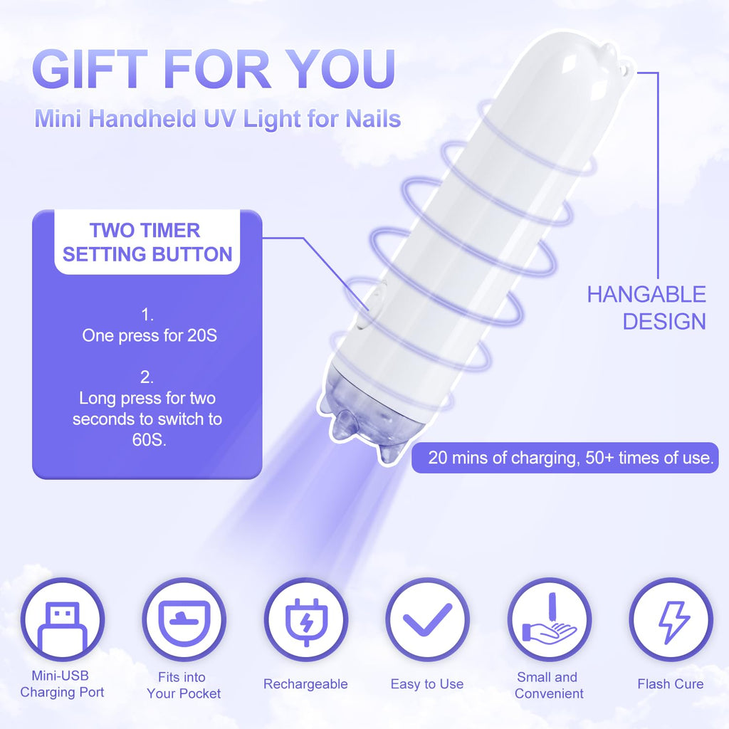 NXJ INFILILA Cordless Nail Lamp — 268W Fast Curing UV LED Nail Dryer