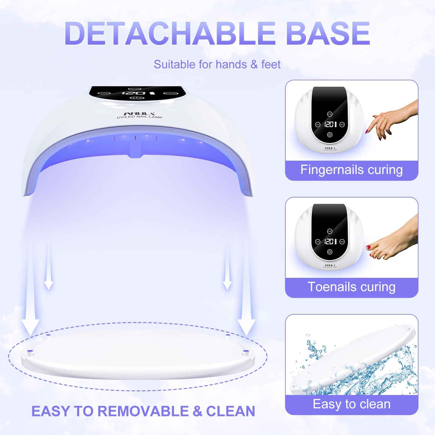 NXJ INFILILA Cordless Nail Lamp — 268W Fast Curing UV LED Nail Dryer