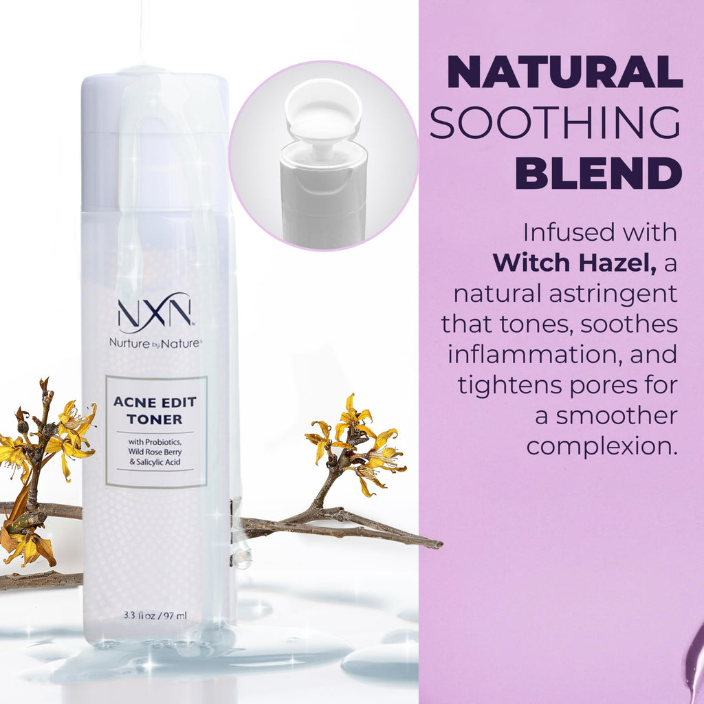 NXN Acne Facial Toner with Salicylic Acid, Witch Hazel & Probiotics | Alcohol-Free