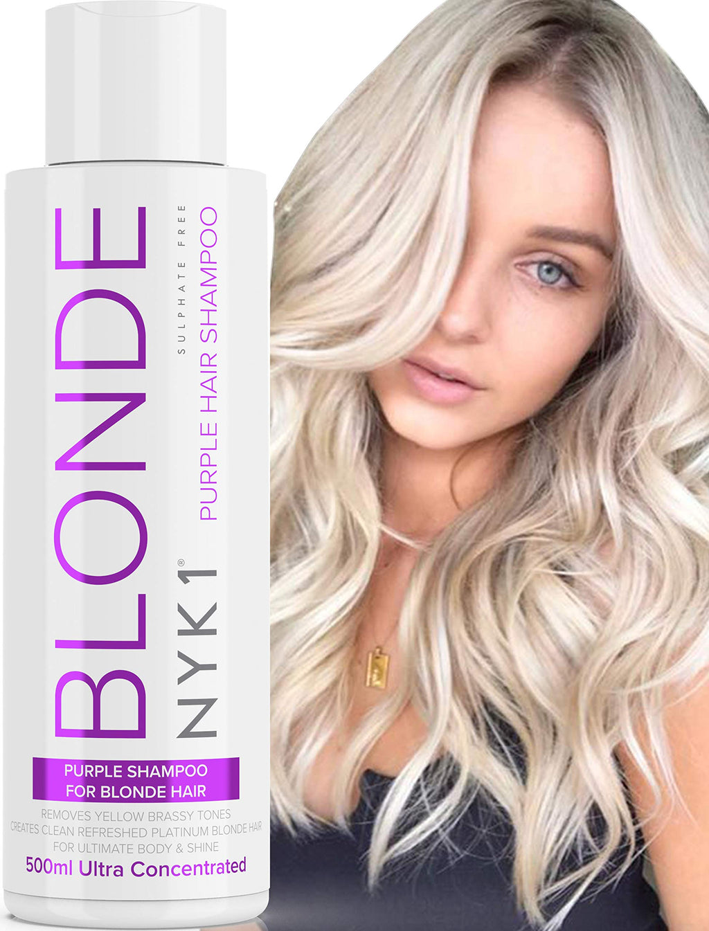 NYK1 500ml Purple Shampoo for Blonde & Grey Hair – Sulfate Free, Brassy Tone Neutralizer
