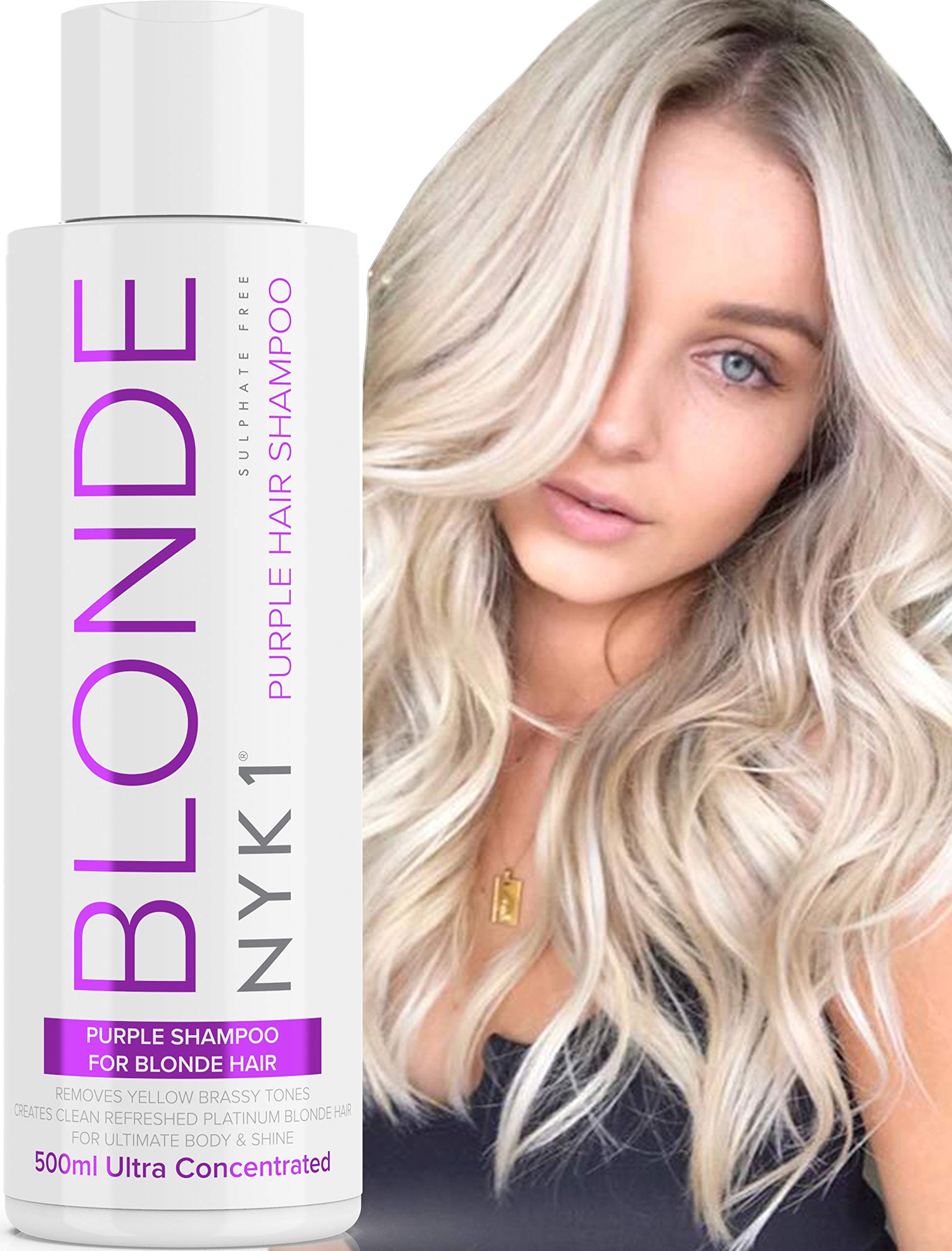 NYK1 500ml Purple Shampoo for Blonde & Grey Hair – Sulfate Free, Brassy Tone Neutralizer