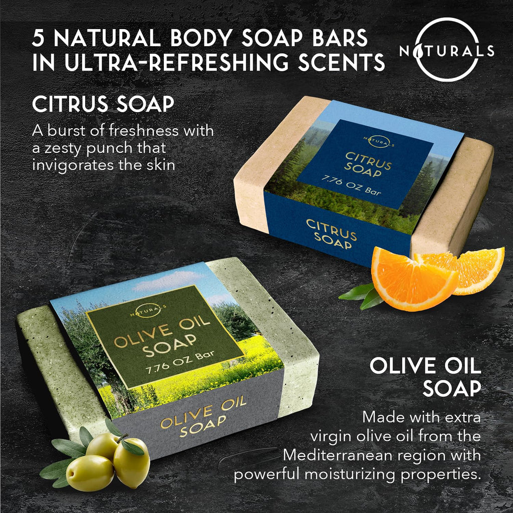 O Naturals 5PC Men's Soap Gift Set – Organic Exfoliating Bars for Men