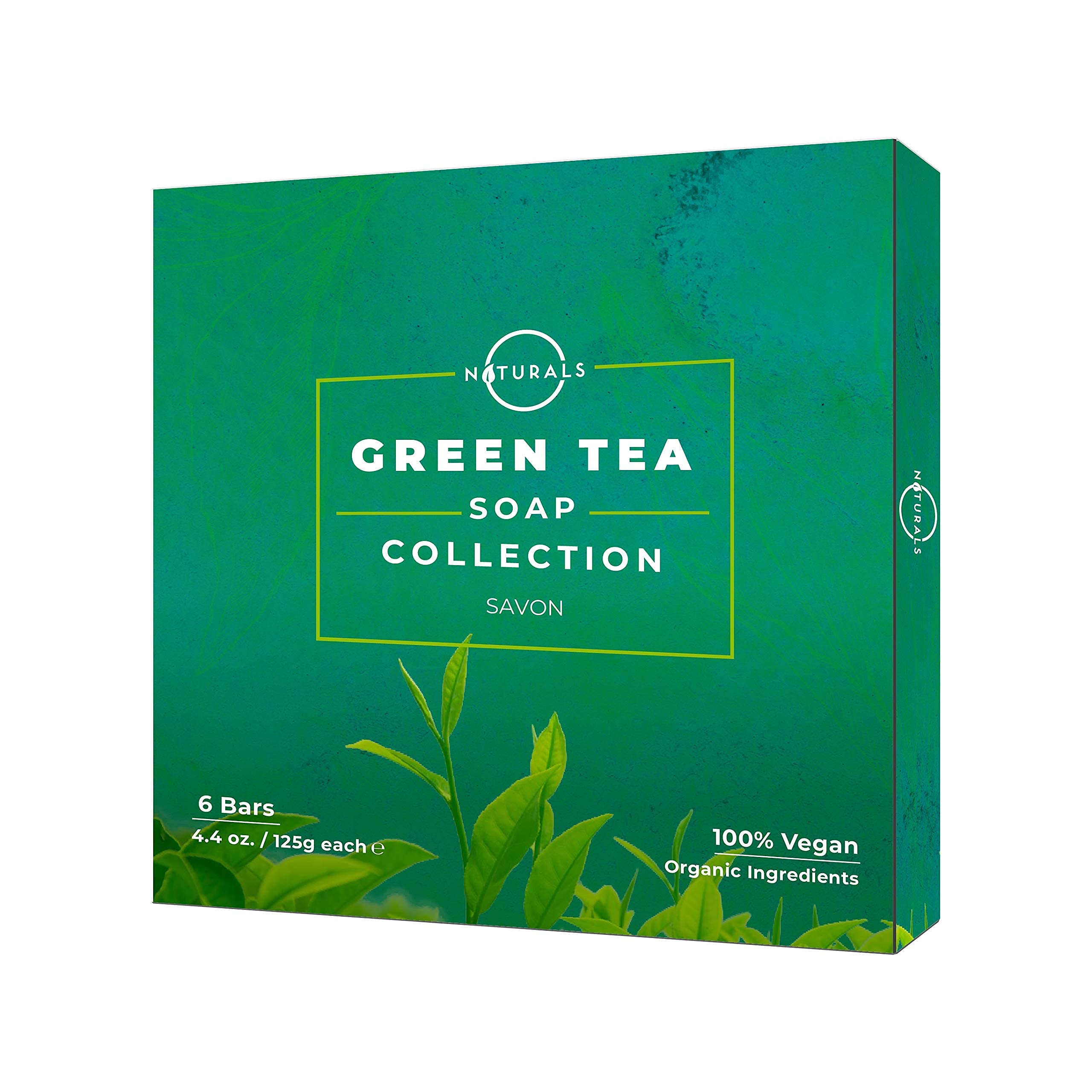 O NATURALS 100% Natural Bar Soap Gift Set – Green Tea Collection with Organic Oils & Essential Oils