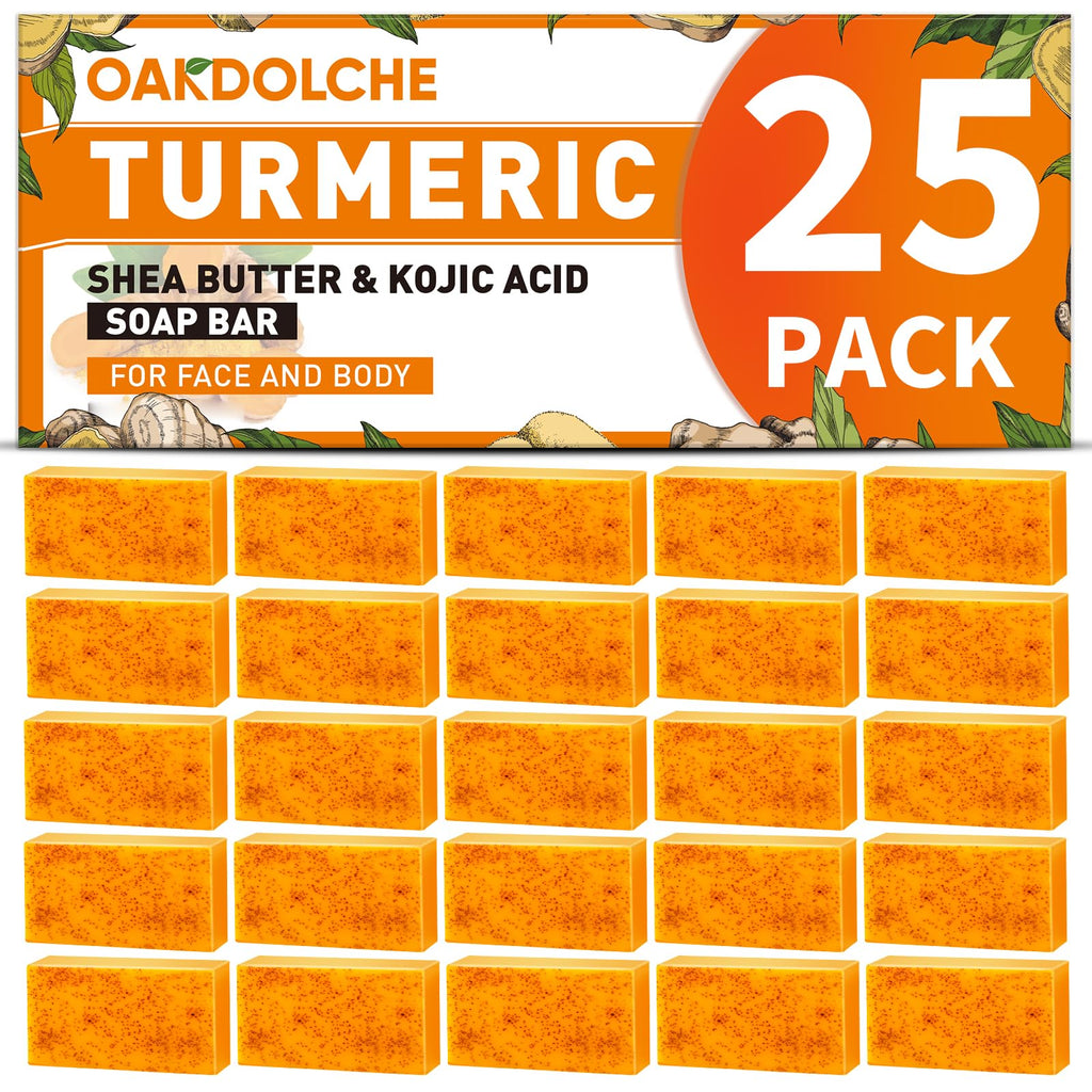 OAKDOLCHE 25P Turmeric Kojic Soap Gift Set – Individually Wrapped 80g | Retinol, Collagen & Vitamin E