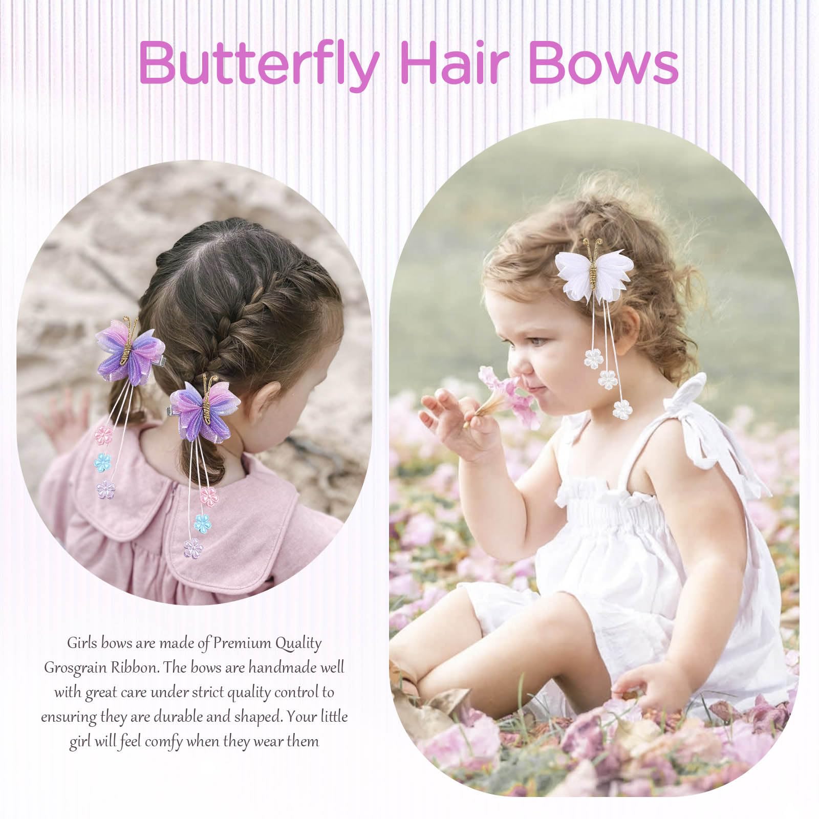 OAOLEER 6PCS Halloween Hair Bows for Girls – Yellow Purple Flower Clips with Alligator Clips