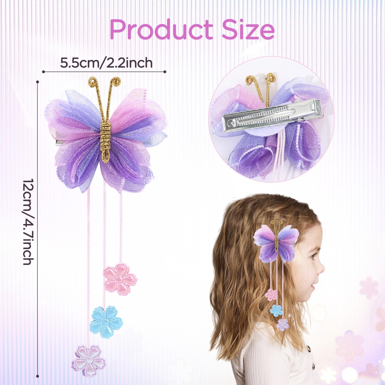 OAOLEER 6PCS Halloween Hair Bows for Girls – Yellow Purple Flower Clips with Alligator Clips