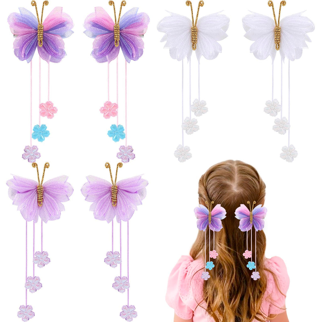 OAOLEER 6PCS Halloween Hair Bows for Girls – Yellow Purple Flower Clips with Alligator Clips