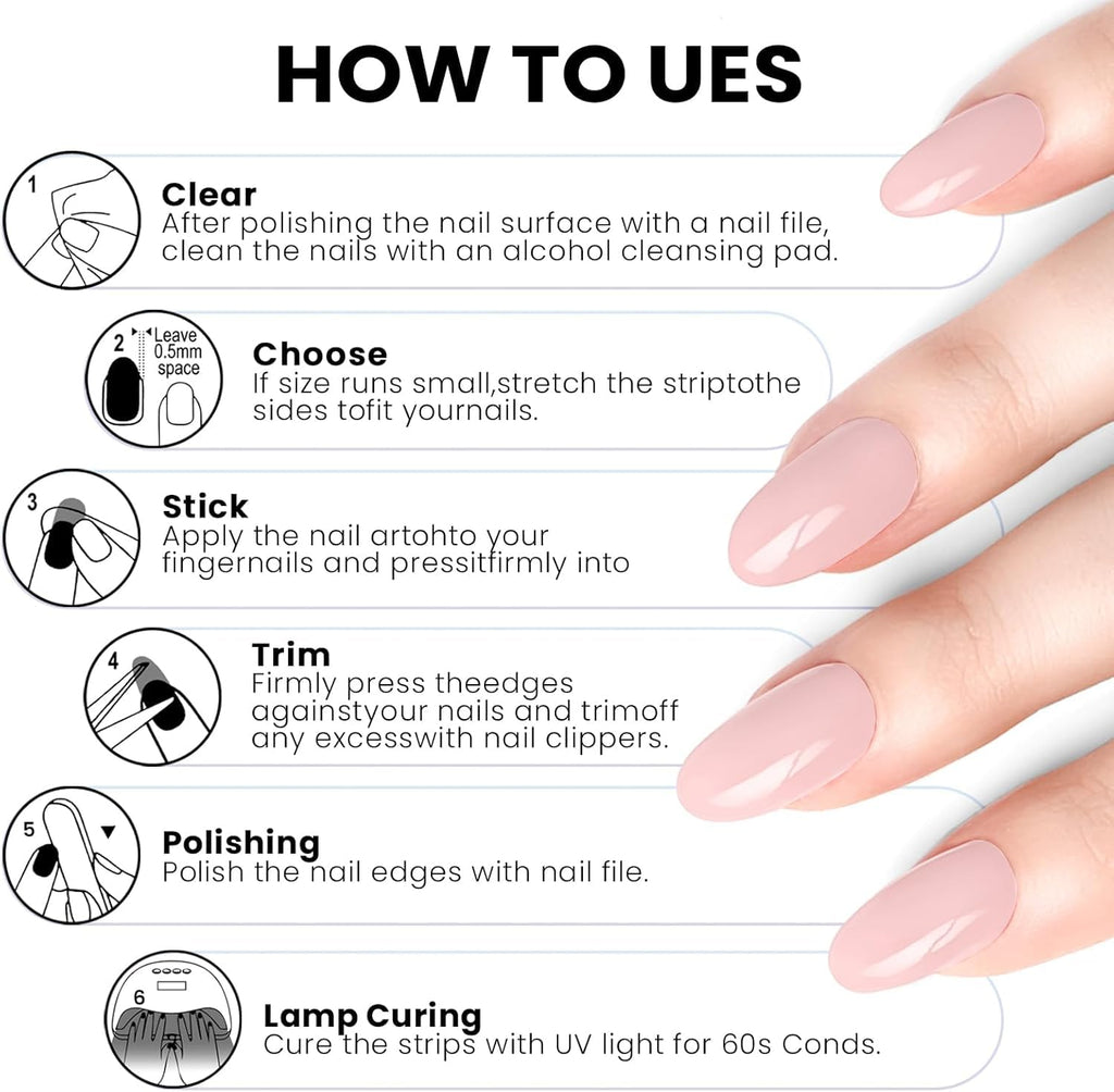 Oauee Semi Cured Gel Nail Strips – Built-In Gel Top Coat, UV Required, Starry Glow