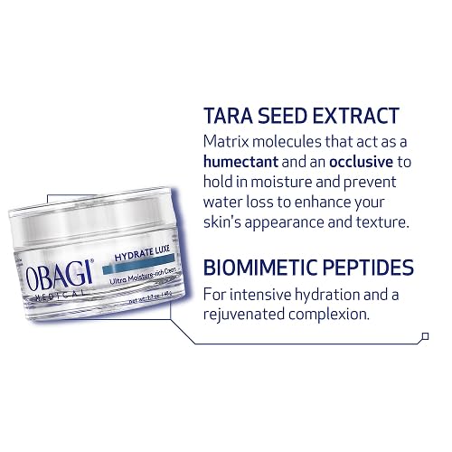Obagi Hydrate Luxe Ultra-Rich Night Cream – Non-Comedogenic with Tara Seed Extract | Two Pack, 2 x 1.7 oz