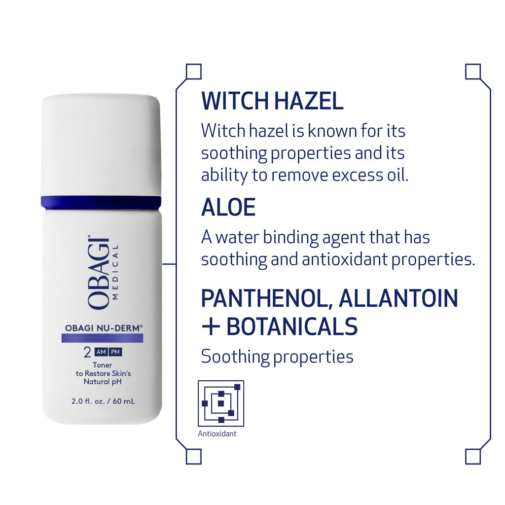 Obagi Nu-Derm Toner – Alcohol-Free Balancing Toner with Witch Hazel & Aloe, 2 oz Travel Size