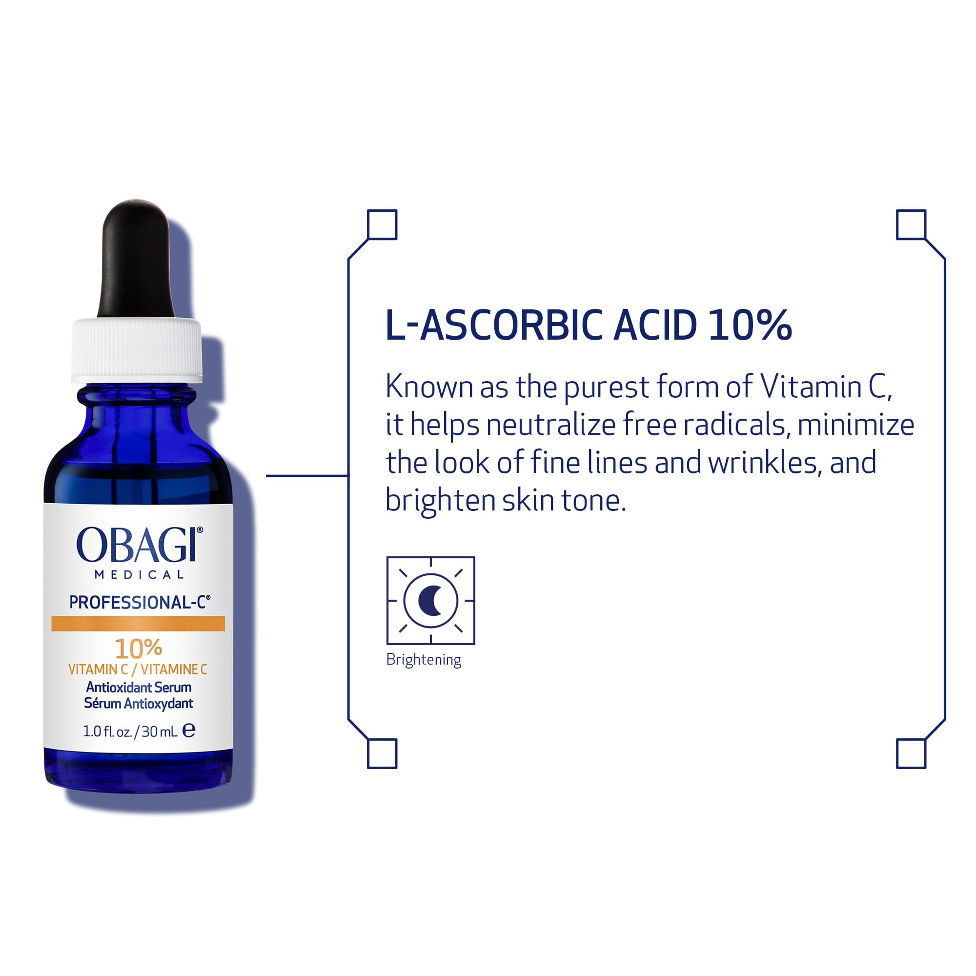 Obagi Professional-C 10% Vitamin C Serum – Brightens Skin Tone & Minimizes Fine Lines | Safe for Sensitive Skin | 1 oz