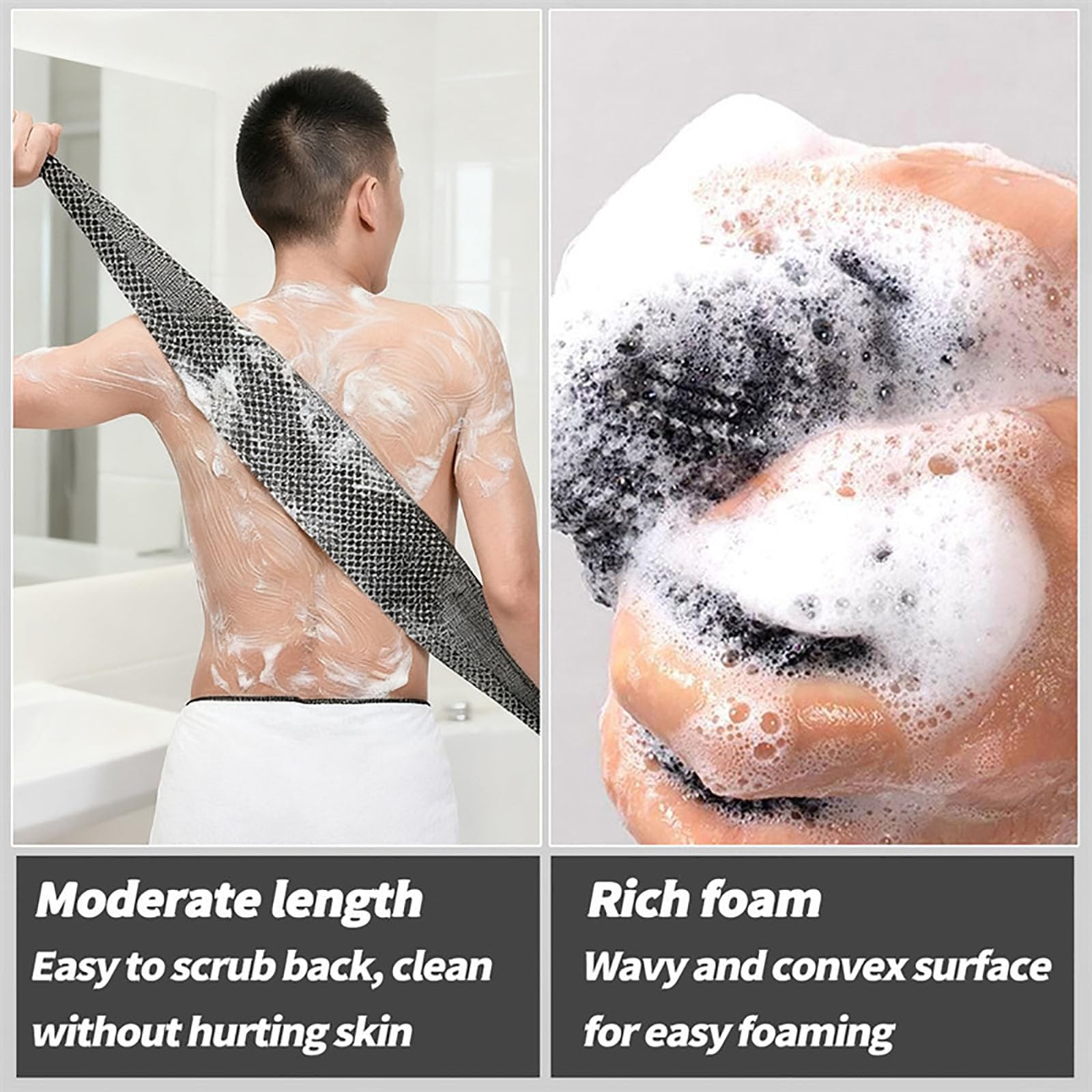 Obemary Blissal Exfoliating Shower Towel – 2 Pack, 48-Inch Deep Exfoliation
