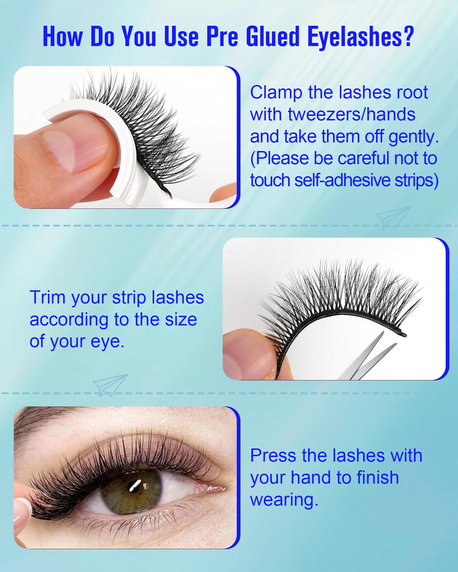 Obeyalash Self-Adhesive Cat Eye Lashes – 5 Pairs, Waterproof, 12mm 6D46