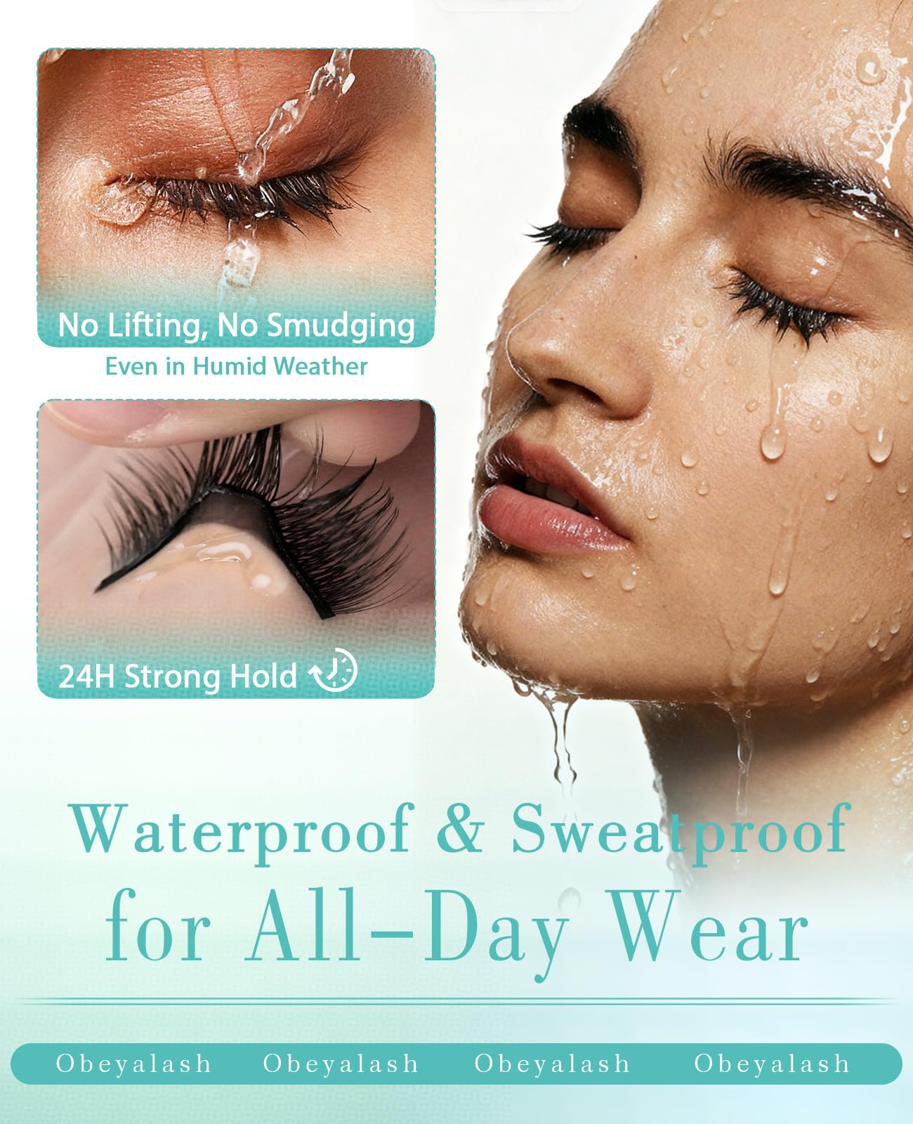 Obeyalash Self-Adhesive Cat Eye Lashes – Waterproof, Glueless, 15mm, 5 Pairs with Tweezers