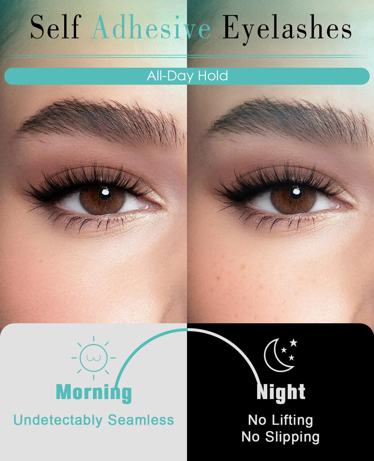 Obeyalash Self Adhesive Eyelashes Cat Eye M877 – 5 Pairs, Waterproof, Glueless with Tweezers