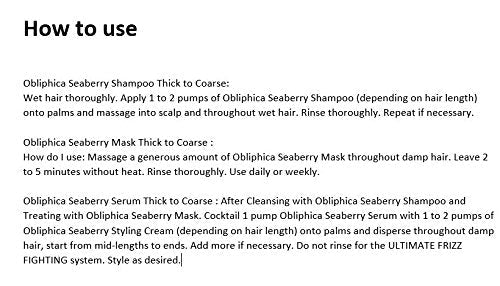 Obliphica Professional Seaberry Mask — Nourishing Hair Treatment for Medium to Coarse Hair